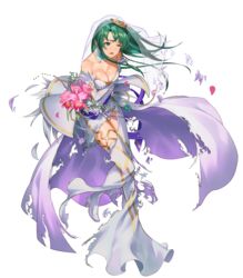  bare_shoulders boots bouquet breasts bridal_veil cecilia_(bridal)_(fire_emblem) cecilia_(fire_emblem) cleavage collarbone crossed_arms dress elbow_gloves female fire_emblem fire_emblem:_the_binding_blade fire_emblem_heroes flower full_body gloves gold_trim gradient_clothes green_eyes green_hair hair_ornament high_heel_boots high_heels highres kainown large_breasts long_hair looking_away non-web_source official_art one_eye_closed open_mouth petals shiny_skin skirt strapless strapless_dress thigh_boots thighhighs torn_clothes torn_dress torn_skirt transparent_background veil wedding_dress white_dress white_footwear 