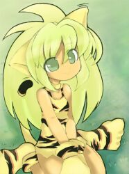  cham_cham cham_cham green_eyes green_hair samurai_shodown samurai_spirits snk tiger_girl tiger_print 