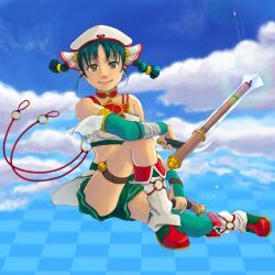  cloud clouds green_hair hair matt_(buchineko) smile soul_calibur soulcalibur_iii talim tonfa twintails weapon 