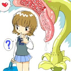  ? bi-nyo blush carnivorous_plant heart heart heart huge_tongue lowres monster plant pukao saliva school_uniform schoolgirl tongue vore you_gonna_get_eaten you_gonna_get_raped 