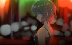  depressed green_eyes in_the_rain okaka rain raining sad short_hair 