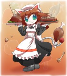  animal_ears blush dainama food maid medarot medarot medarots nollety robot_girl smile tail 