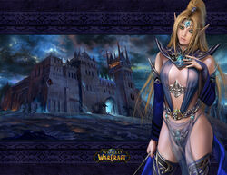  armor azazel bikini_armor blonde_hair breasts breasts_apart elf female gloves green_eyes high_elf_(warcraft) instructor_malicia pointy_ears ponytail priest_(warcraft) solo warcraft world_of_warcraft 