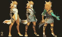  2023 alternate_species animal_humanoid anthro blonde_hair breath_of_the_wild canid canid_humanoid canine canis fur furrification girly hair humanoid kemono link long_hair male mammal mammal_humanoid nintendo rauru&#039;s_arm solo tears_of_the_kingdom the_legend_of_zelda uzucake wold wolf yellow_body yellow_fur 