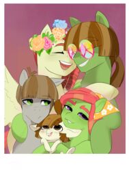  absurd_res aztrial bandana braided_hair brown_hair buckteeth dreadlocks durag earth_pony equid equine eyewear family_photo fan_character featherweight_(mlp) female friendship_is_magic green_eyes group group_photo hair hasbro hi_res horse kerchief male mammal mudbriar_(mlp) my_little_pony mythological_creature mythological_equine mythology pegasus pony purple_eyes sunglasses teeth tree_hugger_(mlp) wings 