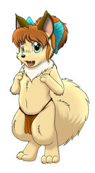  2012 anthro asian_clothing brown_clothing brown_fundoshi brown_hair brown_underwear canid canine clothing east_asian_clothing fox fundoshi fur green_eyes hair inuyasha japanese_clothing kitsune_youkai male mammal ribbons shaded shippou_(inuyasha) simple_background solo tail tan_body tan_fur underwear white_background 