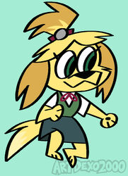  animal_crossing anthro artdexo2000 bottomwear canid canine canis clothing domestic_dog female fur furgonomics hi_res isabelle_(animal_crossing) mammal monotone_bottomwear monotone_clothing monotone_skirt nintendo outline pencil_skirt secretary shih_tzu skirt solo tail tail_through_skirt toony toy_dog 