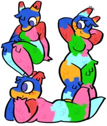  animate_inanimate anthro arm_support arms_bent athletic athletic_anthro bent_arm bent_legs biped blue_body blue_eyes blue_fur blush breasts colorful_theme countershade_face countershading crossed_legs cutaway digital_media_(artwork) equid extended_arm eyelashes featureless_breasts featureless_crotch featureless_feet featureless_legs feet female fluffy full-length_portrait fur green_body green_fur hand_on_leg hand_on_own_leg hand_on_own_thigh hand_on_thigh hands_behind_head head_tuft holding_leg holding_thigh isomaru knees_pulled_up knees_together leaning_on_elbow legs_together living_pinata looking_away looking_down lying mammal monica_(isomaru) multicolored_body multicolored_fur multiple_images nude on_front one_calf_up orange_body orange_countershading orange_fur pinata pink_body pink_fur portrait purple_eyes rainbow_body rainbow_fur raised_arms raised_calf red_body red_fur signature simple_background sitting smile solo sparklefur standing three-quarter_portrait tuft white_background 