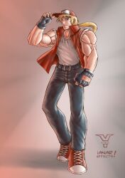  bleedman blonde_hair hat king_of_fighters king_of_fighters_xiii male snk terry_bogard 