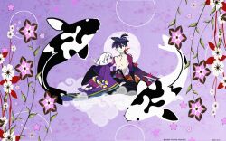  fish flowers katanagatari togame yasuri_shichika yin_yang 