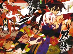  katanagatari maniwa_houou maniwa_pengin maple_leaf togame yasuri_shichika 