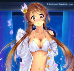  bad_deviantart_id bad_id bare_shoulders blush bra breasts brown_hair buttons closed_mouth collarbone curtains female flower gradient_eyes gradient_hair hair_flower hair_ornament hitokiri_battousai indoors large_breasts long_sleeves looking_at_viewer multicolored_eyes multicolored_hair navel night night_sky nisekoi nose_blush open_clothes open_shirt orange_eyes orange_hair petals red_eyes shirt short_hair_with_long_locks sky sleeves_past_wrists star_(sky) starry_sky tachibana_marika underwear watermark web_address white_bra white_shirt wind window 