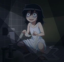  black_hair girl kuroki_tomoko screencap skirt solo squat_toilet squatting watashi_ga_motenai_no_wa_dou_kangaetemo_omaera_ga_warui! 