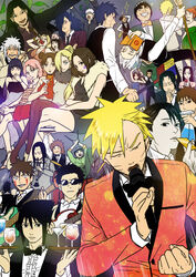  6+boys 6+girls ? aburame_shino akamaru_(naruto) akimichi_chouji alcohol arm_up arms_up artist_request bag bangs bare_shoulders black_bowtie black_eyes black_hair black_jacket black_necktie black_pants black_shirt black_shoes blazer blonde_hair blue_eyes blush book bottle bowtie bracelet breasts brown_eyes brown_hair byakugan cleavage clenched_hand closed_eyes collared_shirt dancing double_bun dress drink drinking everyone eyebrows facial_mark flower forehead_mark frilled_shirt frills fur glasses green_dress grey_hair grey_jacket grin guitar hair_over_one_eye hands_up hatake_kakashi highres holding hyuuga_hinata hyuuga_neji ice ino_yamanaka instrument inuzuka_kiba jacket jiraiya large_breasts leaf legs_crossed long_hair long_sleeves looking_at_viewer microphone might_guy multiple_boys multiple_girls nara_shikamaru naruto naruto_shippuuden necklace necktie no_pupils nohara_rin one_eye_closed open_mouth pants pantyhose pink_hair ponytail purple_eyes red_dress red_eyes red_hair rock_lee sai sarutobi_asuma scar senju_hashirama senju_tobirama serious sharingan shiny shiny_hair shirt shizune_(naruto) shoes short_dress short_hair simple_background sitting skirt sleeveless sleeveless_dress smile spiked_hair strapless strapless_dress sunglasses sweat teeth thighhighs tonton_(naruto) tray tsunade uchiha_fugaku uchiha_mikoto uchiha_obito uchiha_sasuke umino_iruka uzumaki_kushina uzumaki_naruto vest whiskers white_hair white_shirt yamato_(naruto) yuuhi_kurenai 