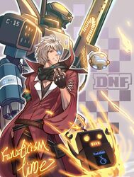  big_gun dungeon_and_fighter dungeon_fighter_online eye_piece fingerless_gloves gloves gunner gunner_(dungeon_and_fighter) highres jacket mecha mechanic robot scarf tempester 