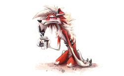  2021 anthro beverage chest_tuft coffee container cup drug_addict fur generation_7_pokemon hair holding_container holding_cup holding_object kenket lycanroc midnight_lycanroc multicolored_arms multicolored_body multicolored_ears multicolored_face multicolored_fur nintendo painting_(artwork) pokemon pokemon_(species) red_body red_ears red_eyes red_face red_fur sharp_teeth simple_background solo teeth text tired traditional_media_(artwork) tuft url white_background white_body white_ears white_face white_fur white_hair 