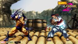  2boys capcom highres marvel marvel_vs._capcom marvel_vs._capcom_2 marvel_vs_capcom marvel_vs_capcom_2 multiple_boys ryuu_(street_fighter) street_fighter wolverine x-men 