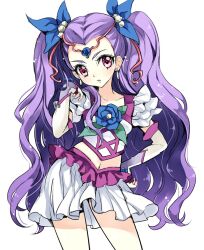  bad_id bad_pixiv_id blue_flower blue_rose elbow_gloves eyelashes female flower gloves hair_bobbles hair_ornament hand_on_own_hip long_hair magical_girl midriff milk_(yes!_precure_5) milky_rose mimino_kurumi navel precure purple_hair red_eyes rose simple_background solo tiara two_side_up very_long_hair white_background yes!_precure_5 yes!_precure_5_gogo! yukiwo 