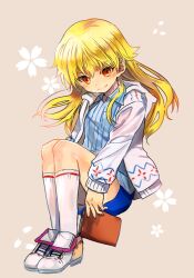  arnoul bad_id bad_pixiv_id book casual child_gilgamesh_(fate) fate/hollow_ataraxia fate/stay_night fate_(series) female genderswap_(mtf) gilgamesh_(fate) long_hair photoshop_(medium) red_eyes rule_63 shoes shorts sneakers 