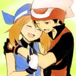  cap hat hug lowres odamaki_sapphire oerba_yun_fang pokemon pokemon_special red_eyes ruby_(pokemon) smile wink 