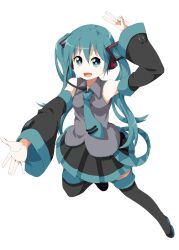  aqua_eyes aqua_hair bare_shoulders commentary_request detached_sleeves female hatsune_miku long_hair ruu_(tksymkw) solo vocaloid 