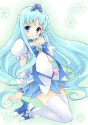  blue_choker blue_eyes blue_hair blue_skirt blue_theme boots brooch choker commentary_request cure_marine dress female hair_ornament heart heart_brooch heartcatch_precure! jewelry kurumi_erika long_hair magical_girl open_mouth photoshop_(medium) precure skirt smile solo thighhighs white_thighhighs wrist_cuffs zupattu 