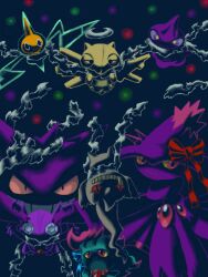  banette commentary_request dark evil_smile gengar medusa_(tegaki) misdreavus mismagius no_humans pokemon pokemon_(creature) ribbon rotom rotom_(normal) sableye shedinja shuppet smile teeth tegaki 