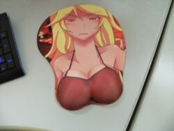  at2. bikini blaze_(minecraft) blonde_hair blush breasts hat minecraft mousepad swimsuit 