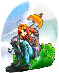  bleach female highres inoue_orihime orange_hair sweater umbrella yougirasu 