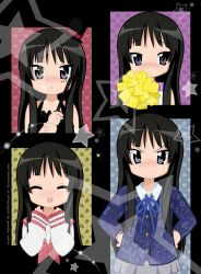  akiyama_mio black_eyes black_hair blush cheerleader cosplay don&#039;t_say_&quot;lazy&quot; female hime_cut k-on! long_hair looking_at_viewer lucky_star ryouou_school_uniform sakuragaoka_high_school_uniform school_uniform serafuku skirt smile solo thighhighs tsukishoujo uniform very_long_hair 