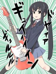  bad_id bad_pixiv_id black_hair brown_eyes emphasis_lines female guitar instrument k-on! long_hair nakano_azusa ojigiri_(hisano1202) sakuragaoka_high_school_uniform school_uniform solo twintails 