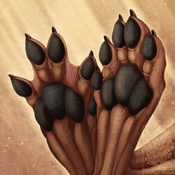  1:1 5_toes abstract_background anthro black_pawpads brown_body brown_skin claws detailed feet foot_focus male mammal membrane_(anatomy) mustelid otter otumeel pawpads small_claws toe_claws toes twilightsaint watermark webbed_feet 