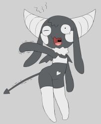  2024 2_horns anthro belly belly_markings bibi_(o-den) black_body black_ears black_eyes black_fur black_tail black_tuft black_wings bodily_fluids bra clothing demon female female_anthro fur gaping_mouth glistening glistening_tongue grey_background head_tuft heart_(marking) horn legwear long_ears markings membrane_(anatomy) membranous_wings neck_tuft one_eye_closed open_mouth pink_tongue pupils shaking simple_background small_pupils solo spade_tail succubus tail tears tongue tosx trembling tuft underwear uvula white_bra white_cheeks white_clothing white_horn white_legwear white_markings white_tuft white_underwear wings yawn yawning_position 