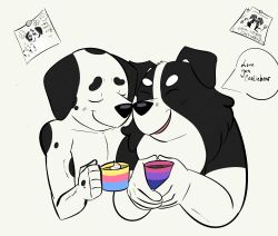  2023 anthro beargarbage beverage bisexual_pride_colors black_body black_ears black_fur black_nose black_spots bluey_(series) border_collie canid canine canis chloe_(bluey) closed_eyes collie container cup dalmatian digital_media_(artwork) domestic_dog drawing english_text face_to_face father&#039;s_day female flower frank_(bluey) fur group happy heart_symbol herding_dog hi_res holding_beverage holding_container holding_cup holding_mug holding_object holidays hot_drink lgbt_pride love love_you mackenzie&#039;s_dad_(bluey) male male/male mammal markings mug multicolored_body multicolored_ears multicolored_fur pansexual_pride_colors pastoral_dog plant pride_colors sheepdog smile speech_bubble spots spotted_body spotted_fur text trio two_tone_body two_tone_ears two_tone_fur white_body white_ears white_fur 