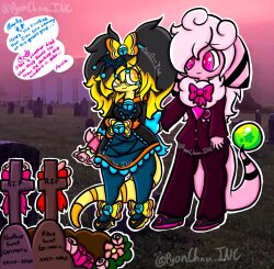  anthro arbok black_hair clothing dress duo english_text female flaaffy fur generation_1_pokemon generation_2_pokemon hair hi_res ivan_(rockpup241) lemon_(lewdchuu) lewdchuu_(artist) male nintendo pink_body pink_eyes pink_hair pokemon pokemon_(species) shiny_pokemon suit text tombstone wool_(fur) yellow_body yellow_eyes 