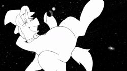  advertisement animated body_size_growth equid equine giantboonehusky_(artist) giga greyscale hasbro horse macro mammal micro monochrome my_little_pony pony short_playtime size_transformation solo transformation 