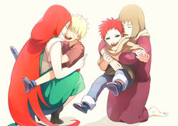  2boys 2girls aged_down blonde_hair brown_hair closed_eyes commentary_request gaara_(naruto) happy hug karura_(naruto) lolicon long_hair mother_and_son motherly multiple_boys multiple_girls naruto naruto_(series) naruto_shippuuden oba-min photoshop_(medium) red_hair short_hair smile uzumaki_kushina uzumaki_naruto very_long_hair 