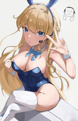  :o animal_ears bare_shoulders blonde_hair blue_archive blue_bow blue_eyes blue_hairband blue_leotard bow bowtie braid breasts cleavage commentary crossed_legs detached_collar doodle_sensei_(blue_archive) fake_animal_ears female from_above from_side hairband hand_up higashiwun_izumi highleg highleg_leotard highres leotard long_hair looking_at_viewer medium_breasts microphone official_alternate_costume official_alternate_hairstyle parted_lips playboy_bunny rabbit_ears sensei_(blue_archive) sitting solo strapless strapless_leotard thighhighs thighs toki_(blue_archive) toki_(bunny)_(blue_archive) very_long_hair w white_thighhighs wrist_cuffs 