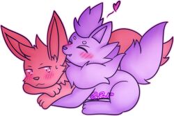  alpha_channel ambiguous_gender blush closed_eyes cuddling daybreakshifter duo eevee feral fur generation_1_pokemon generation_5_pokemon half-closed_eyes heart_symbol leif_(nulloffset) lying male mane monochrome narrowed_eyes nintendo on_front paws pokemon pokemon_(species) purple_body red_body signature simple_background sitting taro_(nulloffset) transparent_background zorua 