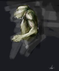  5:6 absurd_res angry colored digital_drawing_(artwork) digital_media_(artwork) digital_painting_(artwork) frown hi_res humanoid looking_away male muscular muscular_male olimis side_view solo stern_look unknown_species 