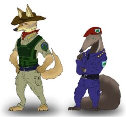  anteater anthro canid canine canis coyote disney duo fan_character fanfic fanfiction kikis-art-journey magister-kekko male male/male mammal pilosan police xenarthran zootopia zpd 