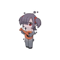  bead_necklace beads chibi chibi_only closed_mouth colored_skin female ferre_(ragnarok_online) full_body grey_hair grey_skin hair_bun holding holding_instrument instrument jewelry lute_(instrument) medium_bangs necklace official_art pointy_ears ragnarok_online red_eyes short_hair simple_background smile solo standing transparent_background two_side_up yuichirou 