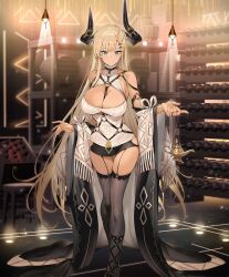  alcohol apple artist_request asymmetrical_horns barrel between_breasts black_garter_straps black_horns black_thighhighs blonde_hair blue_eyes bottle braid breasts bucket ceiling_light cleavage cleavage_cutout clothing_cutout crate crown_braid curved_horns detached_sleeves evertale food fruit garter_straps genie genie_(evertale) gold hair_ornament hairclip hanging_light holding_lamp horn_ornament horn_ring horns indoors lamp large_breasts long_hair microskirt mismatched_horns o-ring official_art oil_lamp red_apple ribbon shelf shiny_skin shirt skindentation skirt sleeve_ribbon sleeveless sleeveless_sweater sleeveless_turtleneck smile stool sweater tan thigh_gap thighhighs turtleneck turtleneck_sweater very_long_hair white_ribbon white_shirt white_sweater wide_sleeves wine wine_bottle wine_cellar wine_rack 