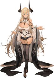  artist_request asymmetrical_horns between_breasts black_garter_straps black_horns black_thighhighs blonde_hair blue_eyes braid breasts cleavage cleavage_cutout clothing_cutout crown_braid curved_horns detached_sleeves evertale full_body garter_straps genie genie_(evertale) gold hair_ornament hairclip hanging_light holding_lamp horn_ornament horn_ring horns lamp large_breasts long_hair microskirt mismatched_horns o-ring official_art oil_lamp ribbon shelf shiny_skin shirt simple_background skindentation skirt sleeve_ribbon sleeveless sleeveless_sweater sleeveless_turtleneck smile standing stool sweater tan thigh_gap thighhighs turtleneck turtleneck_sweater very_long_hair white_background white_ribbon white_shirt white_sweater wide_sleeves 