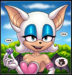  anthro armwear bat bat_wings big_ears breasts clothing cloud crystal elbow_gloves eyelashes eyeshadow female fur gem gloves handwear makeup mammal membrane_(anatomy) membranous_wings open_mouth plant portrait rouge_the_bat sega simple_background skeletalheart sky smile solo sonic_the_hedgehog_(series) spread_wings teal_eyes teeth tree white_body white_clothing white_fur white_gloves white_handwear wings 