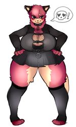  3:5 alternative_fashion animated anthro big_breasts bottomwear breasts canid canine cleavage_cutout clothing curvy_figure cutout female fox goth grace_(floa) hi_res looking_at_viewer mammal miniskirt penelopisspiss short_playtime skirt solo standing tail tail_motion tailwag thick_thighs voluptuous wide_hips 