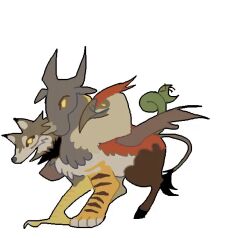  ambiguous_gender animated avian bird bovid canid canine caprine chimera european_mythology feral greek_mythology guncht howl mammal mythological_chimera mythological_creature mythology reptile scalie snake solo 