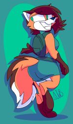  animatedjames anthro ass backpack big_butt brown_body brown_fur brown_hair canid canine female fluffy fluffy_tail fox fur hair looking_back macy mammal multicolored_body multicolored_fur orange_body orange_fur rear_view smile solo tail tail_aside teeth white_body white_fur 