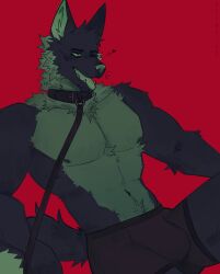  2024 absurd_res anthro barazoku biceps big_muscles biped canid canine canis hi_res k41bvtsv looking_at_viewer male mammal muscular muscular_anthro muscular_male pecs solo tongue tongue_out wolf 