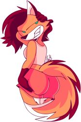  alpha_channel animatedjames anthro ass big_butt bottomwear brown_body brown_fur brown_hair canid canine clothing female fox fur hair looking_back macy mammal multicolored_body multicolored_fur orange_body orange_fur shirt shorts smile solo teeth topwear white_body white_fur 